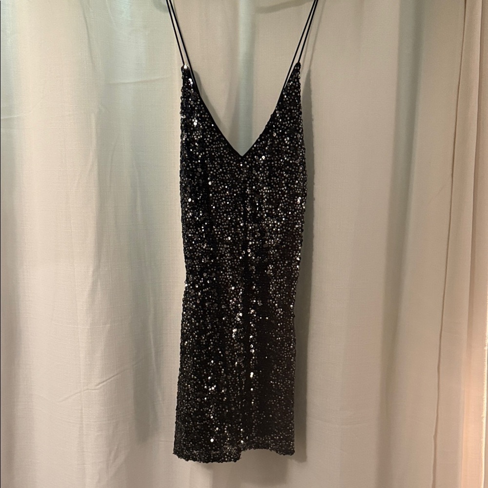 Lulu's Black Sequin Mini Dress